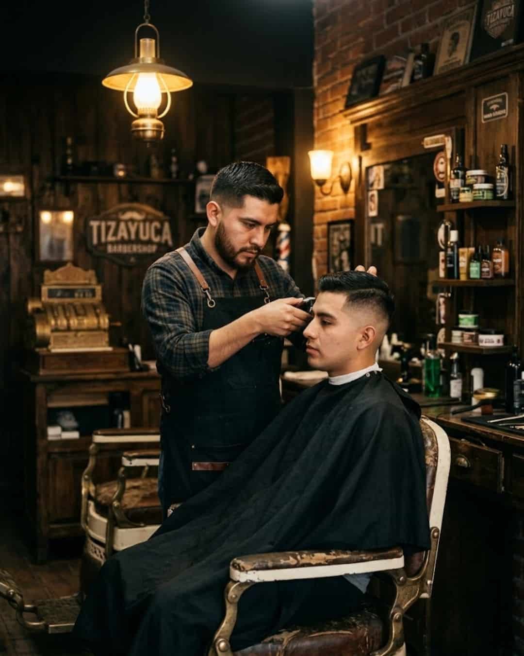 Barbero haciendo un fade a un cliente en Barbería en Tizayuca